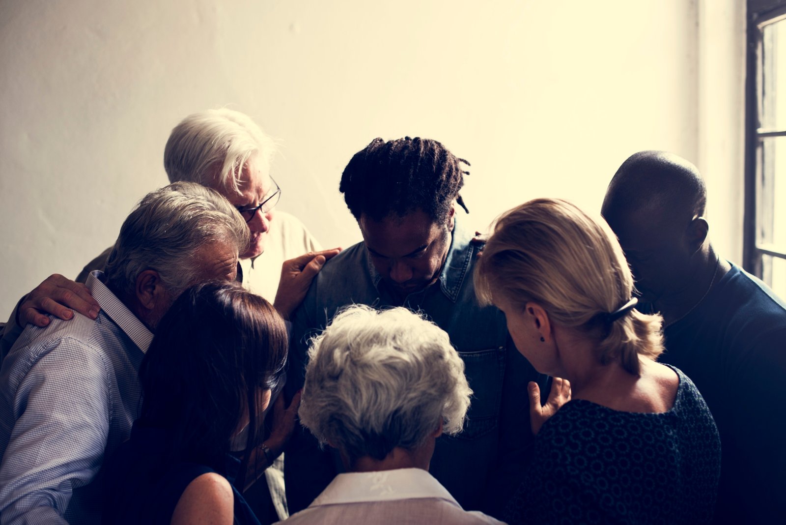 Group of diverse people gathering together support teamwork